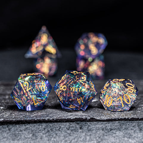 URWizards D&D Resin Night Neon Engraved Dice Set YEET & F*CK - Urwizards