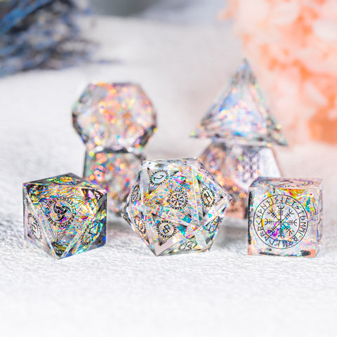 URWizards D&D Resin Opal Engraved Dice Set Nordic Style - Urwizards