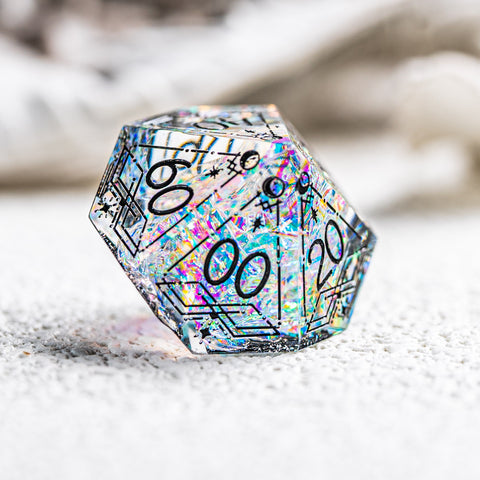 URWizards D&D Resin Opal Engraved Dice Set Astrology Style - Urwizards
