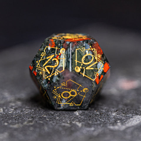 URWizards D&D Bloodstone Engraved Dice Set Astrology Style - Urwizards