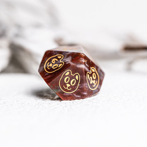 URWizards D&D Engraved Indian Agate Dice Set Dog Style - Urwizards