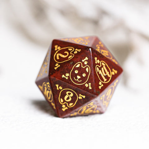 URWizards D&D Engraved Indian Agate Dice Set Dog Style - Urwizards