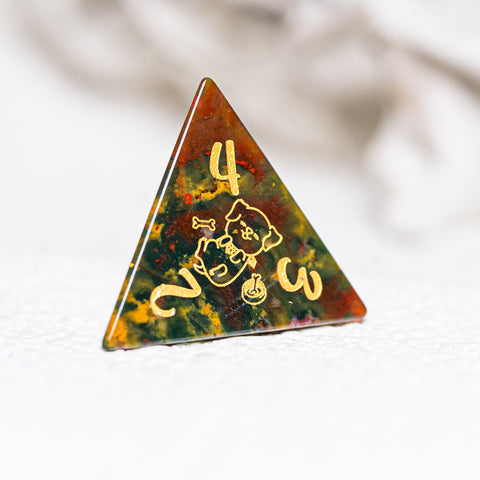 URWizards D&D Engraved Indian Agate Dice Set Dog Style - Urwizards