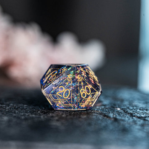 URWizards D&D Resin Night Neon Engraved Dice Set Astrology Style - Urwizards