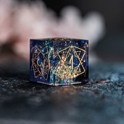 URWizards D&D Resin Night Neon Engraved Dice Set Astrology Style - Urwizards