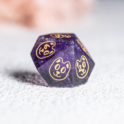 URWizards D&D Engraved Amethyst Dice Set Dog Style - Urwizards