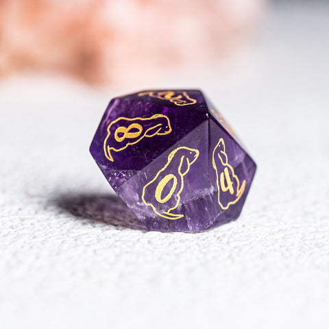 URWizards D&D Engraved Amethyst Dice Set Dog Style - Urwizards