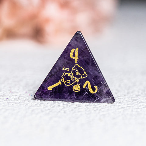URWizards D&D Engraved Amethyst Dice Set Dog Style - Urwizards