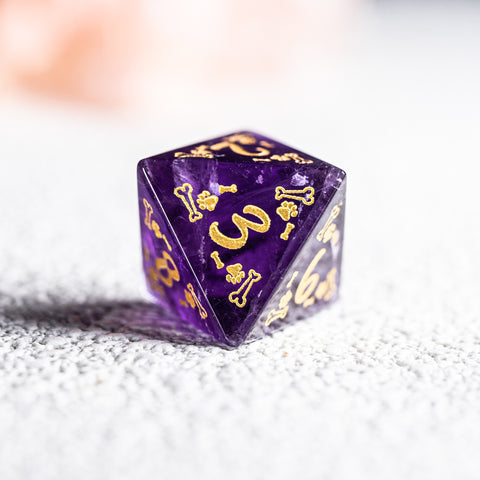 URWizards D&D Engraved Amethyst Dice Set Dog Style - Urwizards