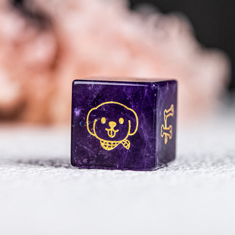URWizards D&D Engraved Amethyst Dice Set Dog Style - Urwizards
