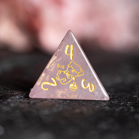 URWizards D&D Engraved Rose Quartz Dice Set Dog Style - Urwizards