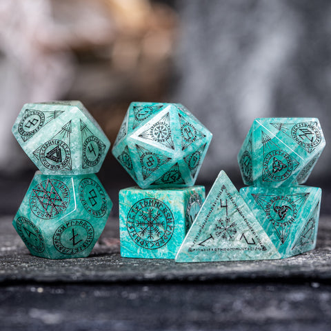 URWizards Dnd Engraved Amazonite Dice Set Nordic Style - Urwizards
