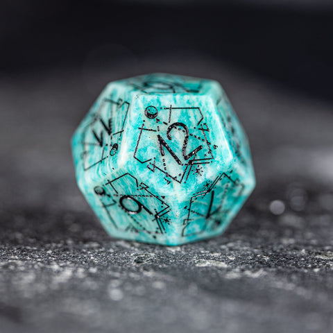 URWizards D&D Amazonite Engraved Dice Set Astrology Style - Urwizards