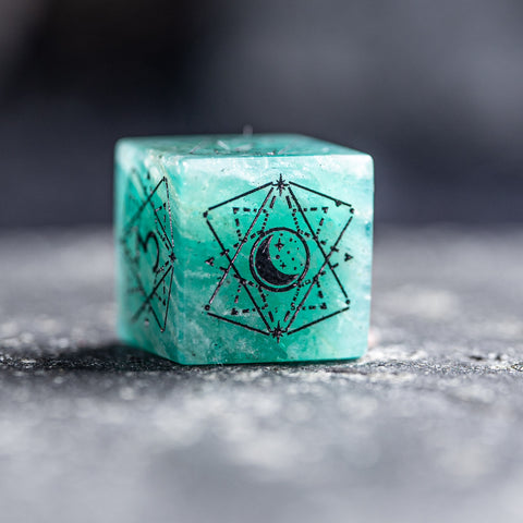 URWizards D&D Amazonite Engraved Dice Set Astrology Style - Urwizards