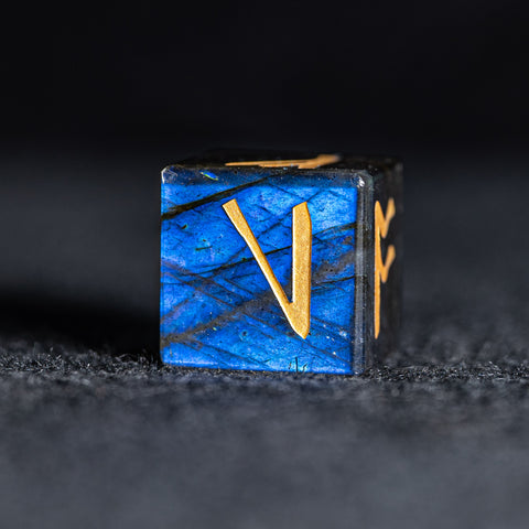 URWizards D&D Labradorite Gemstone Engraved Dice Set Runes Numbers - Urwizards