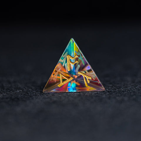URWizards D&D Dichroic Prism Glass Gemstone Engraved Dice Set Runes Numbers - Urwizards