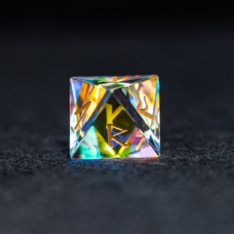 URWizards D&D Dichroic Prism Glass Gemstone Engraved Dice Set Runes Numbers - Urwizards