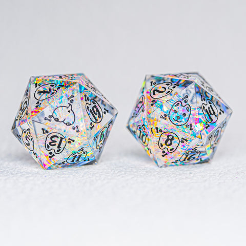 URWizards D&D Resin Opal Engraved Dice Set Dog Style - Urwizards
