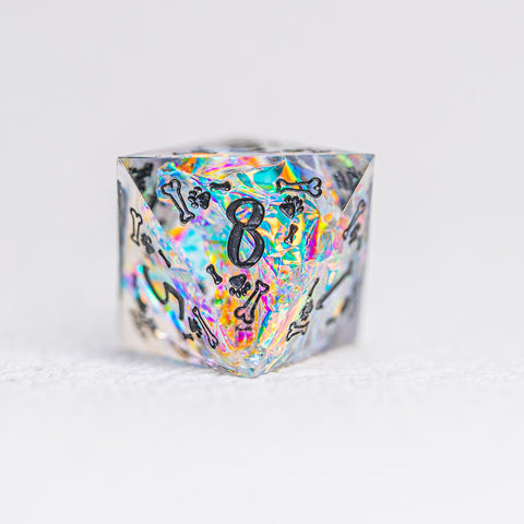 URWizards D&D Resin Opal Engraved Dice Set Dog Style - Urwizards