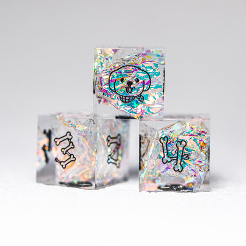 URWizards D&D Resin Opal Engraved Dice Set Dog Style - Urwizards