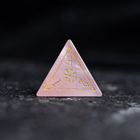 URWizards Dnd Engraved Rose Quartz Dice Set Nordic Style Gold Inked - Urwizards