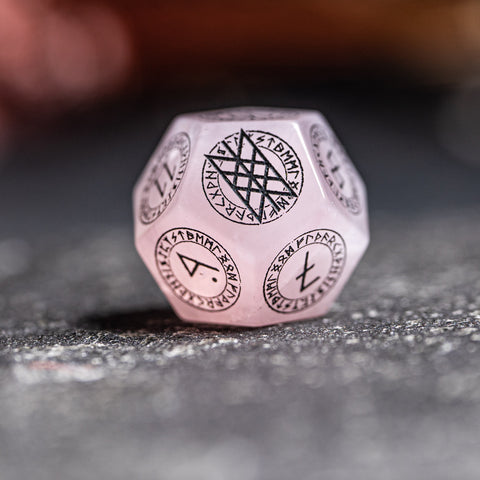 URWizards Dnd Engraved Rose Quartz Dice Set Nordic Style - Urwizards