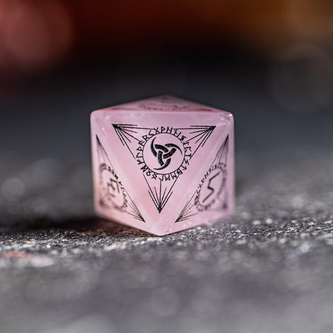 URWizards Dnd Engraved Rose Quartz Dice Set Nordic Style - Urwizards
