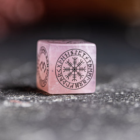 URWizards Dnd Engraved Rose Quartz Dice Set Nordic Style - Urwizards