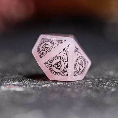 URWizards Dnd Engraved Rose Quartz Dice Set Nordic Style - Urwizards