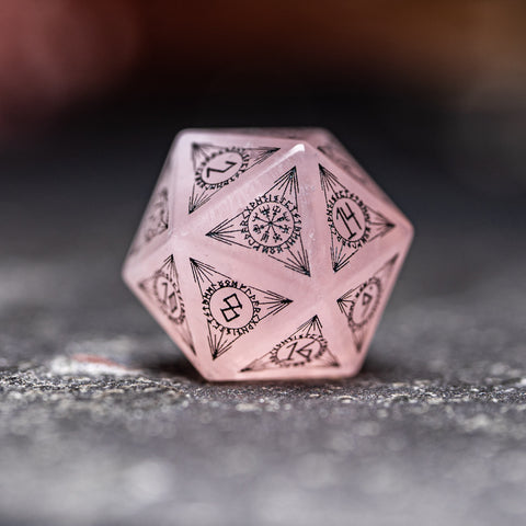URWizards Dnd Engraved Rose Quartz Dice Set Nordic Style - Urwizards