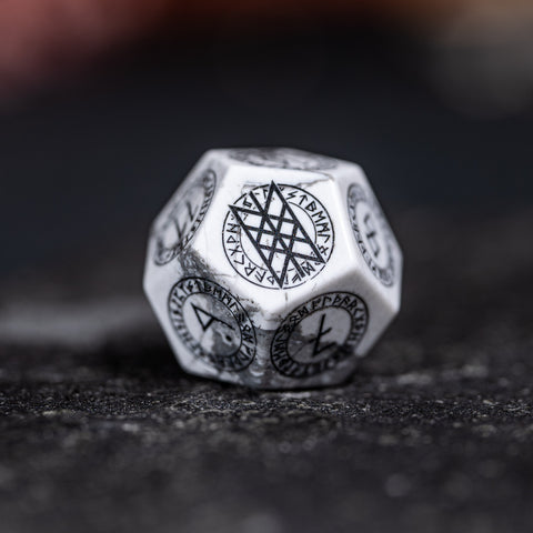 URWizards Dnd Engraved White Howlite Dice Set Nordic Style - Urwizards