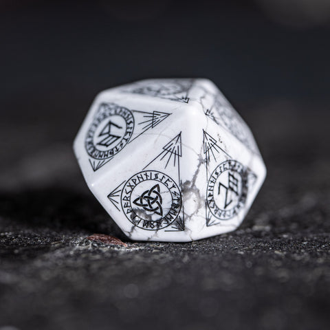 URWizards Dnd Engraved White Howlite Dice Set Nordic Style - Urwizards