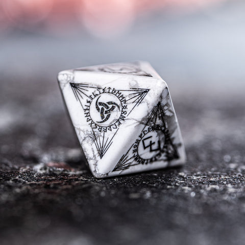URWizards Dnd Engraved White Howlite Dice Set Nordic Style - Urwizards