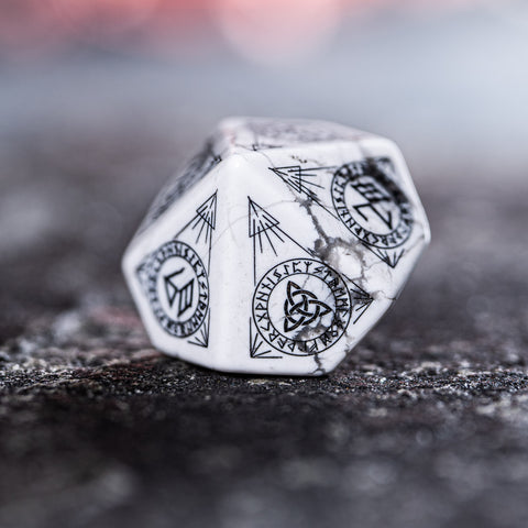 URWizards Dnd Engraved White Howlite Dice Set Nordic Style - Urwizards