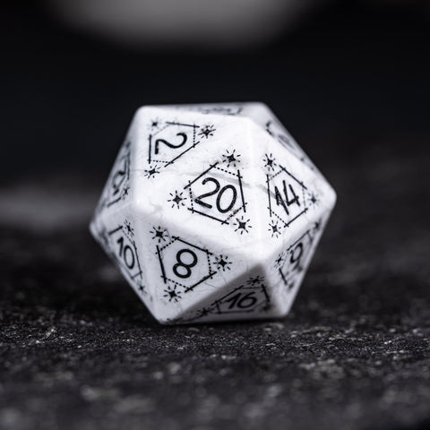 URWizards D&D White Howlite Engraved Dice Set Astrology Style - Urwizards