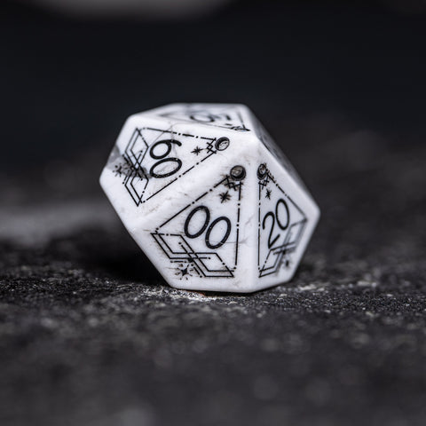 URWizards D&D White Howlite Engraved Dice Set Astrology Style - Urwizards