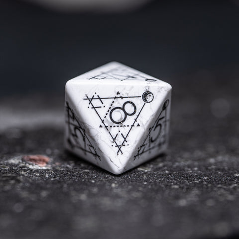 URWizards D&D White Howlite Engraved Dice Set Astrology Style - Urwizards