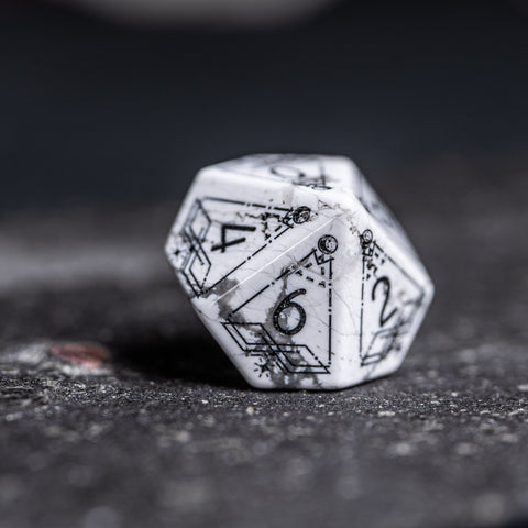 URWizards D&D White Howlite Engraved Dice Set Astrology Style - Urwizards