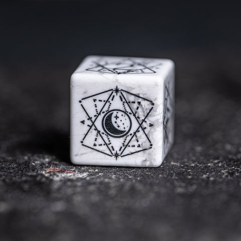 URWizards D&D White Howlite Engraved Dice Set Astrology Style - Urwizards