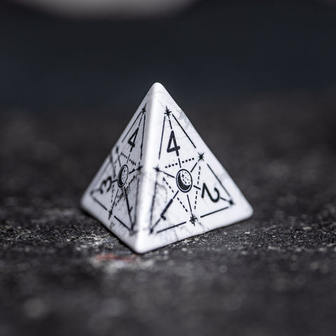 URWizards D&D White Howlite Engraved Dice Set Astrology Style - Urwizards
