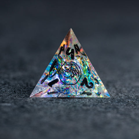 URWizards D&D Resin Opal Glitter Engraved Dice Set Meow Style - Urwizards