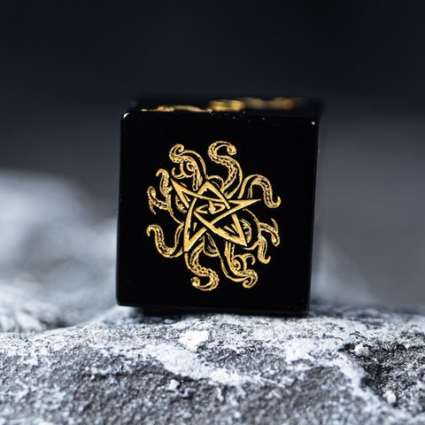 URWizards Dnd Engraved Obsidian Dice Set Cthulhu Style - Urwizards
