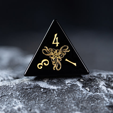 URWizards Dnd Engraved Obsidian Dice Set Cthulhu Style - Urwizards