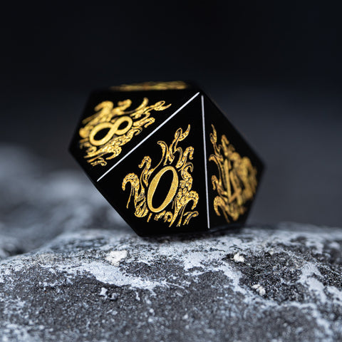 URWizards Dnd Engraved Obsidian Dice Set Cthulhu Style - Urwizards