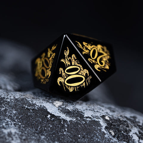 URWizards Dnd Engraved Obsidian Dice Set Cthulhu Style - Urwizards