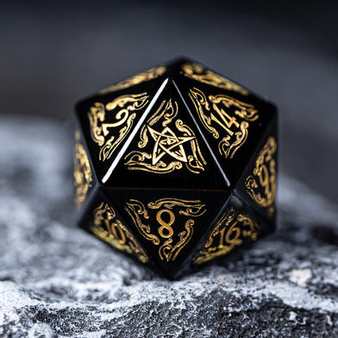 URWizards Dnd Engraved Obsidian Dice Set Cthulhu Style - Urwizards