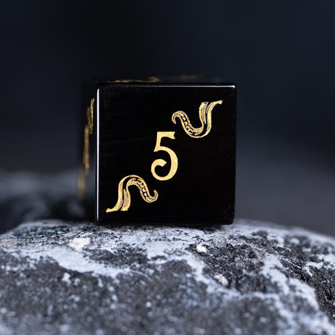 URWizards Dnd Engraved Obsidian Dice Set Cthulhu Style - Urwizards