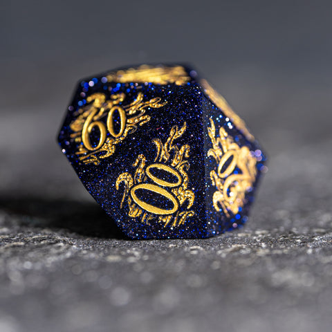 URWizards Dnd Engraved Blue Sandstone Dice Set Cthulhu Style - Urwizards