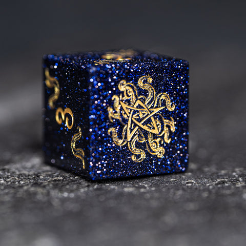 URWizards Dnd Engraved Blue Sandstone Dice Set Cthulhu Style - Urwizards