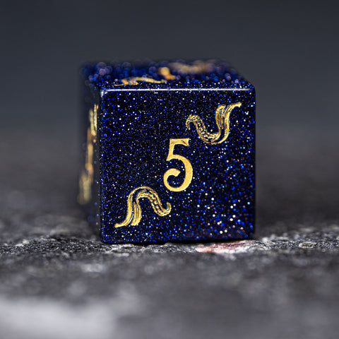 URWizards Dnd Engraved Blue Sandstone Dice Set Cthulhu Style - Urwizards